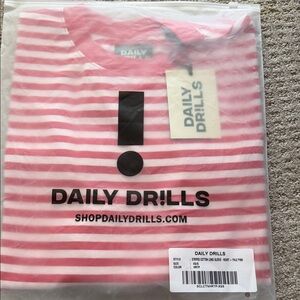 Daily Drills Pale Pink & Heart Striped Long Sleeve Tee /SOLD OUT